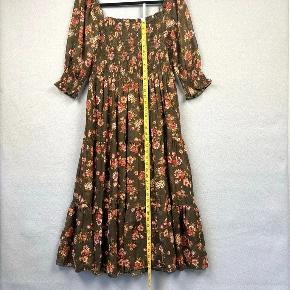 Baltic Born Olive Green Floral Maxi Dress with Pink Flowers - Picture 6 of 13